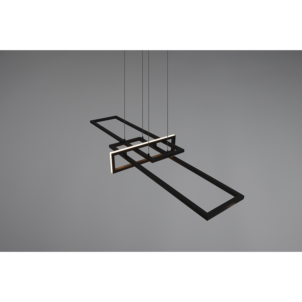 Suspension LED - Trion Salana - 34W - Blanc Chaud 3000K - Dimmable - Rectangle - Mat Noir - Aluminium