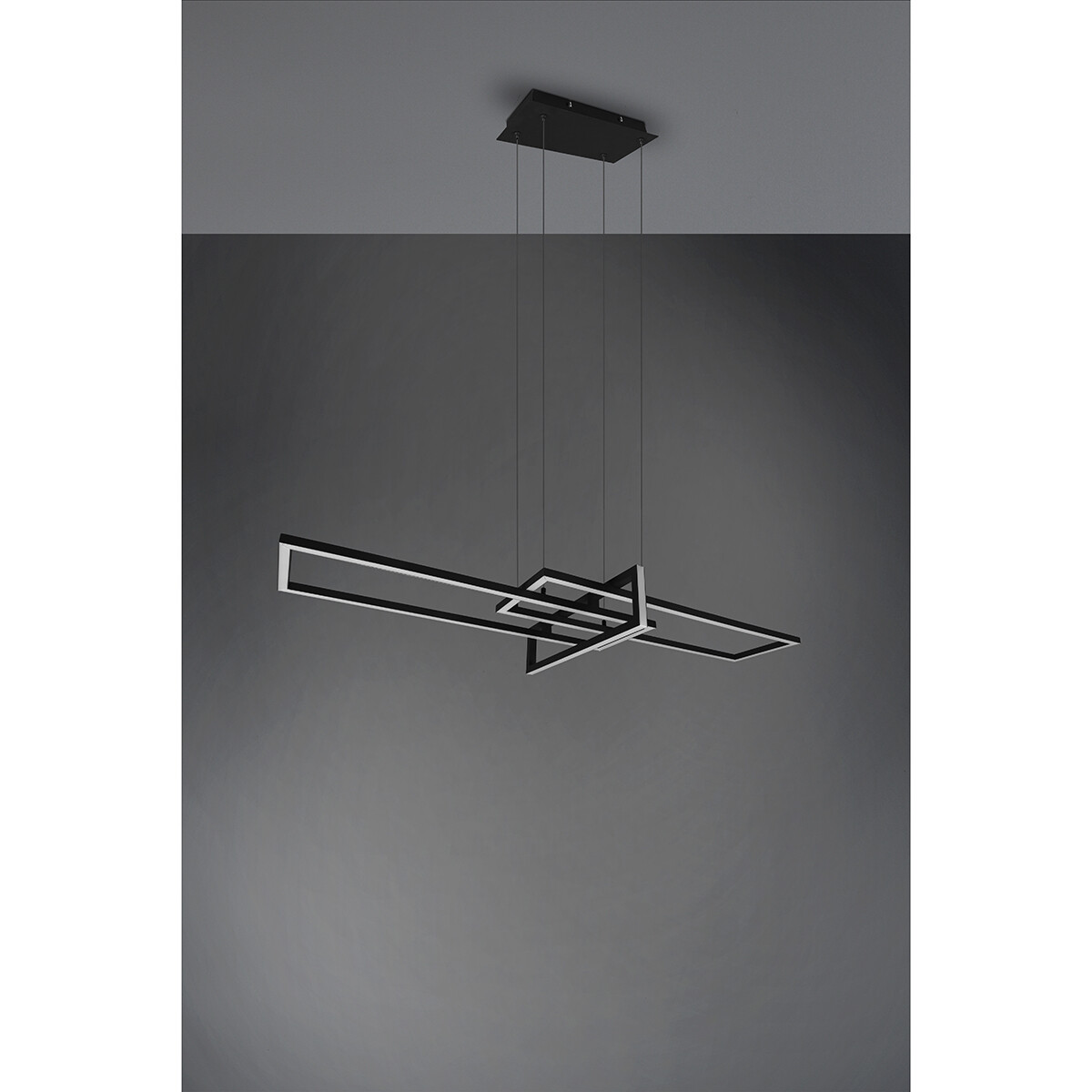 Suspension LED - Trion Salana - 34W - Blanc Chaud 3000K - Dimmable - Rectangle - Mat Noir - Aluminium