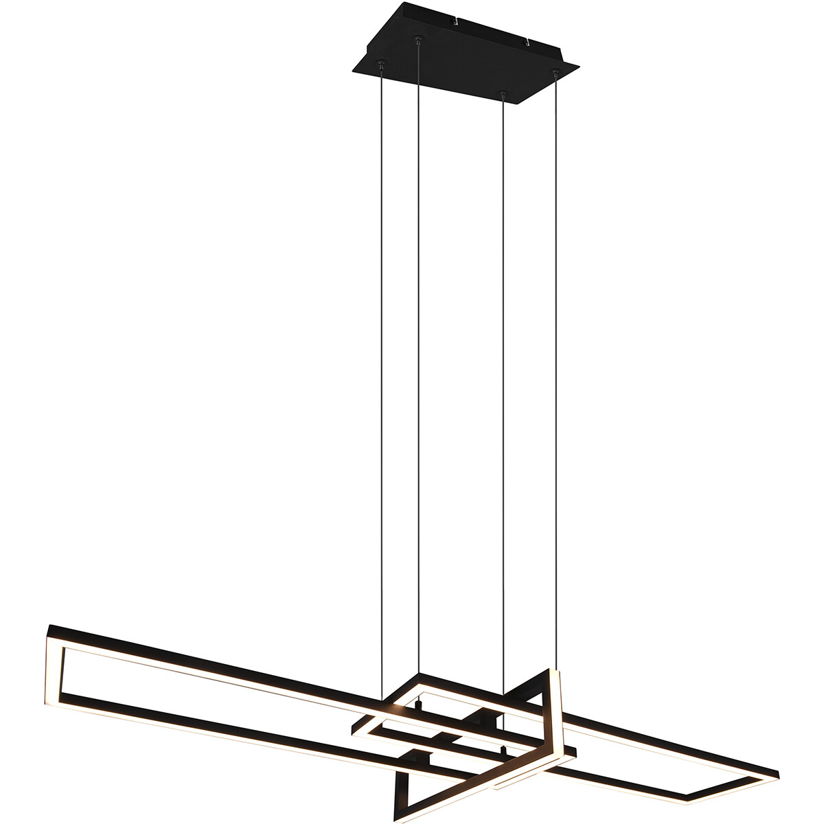 Suspension LED - Trion Salana - 34W - Blanc Chaud 3000K - Dimmable - Rectangle - Mat Noir - Aluminium