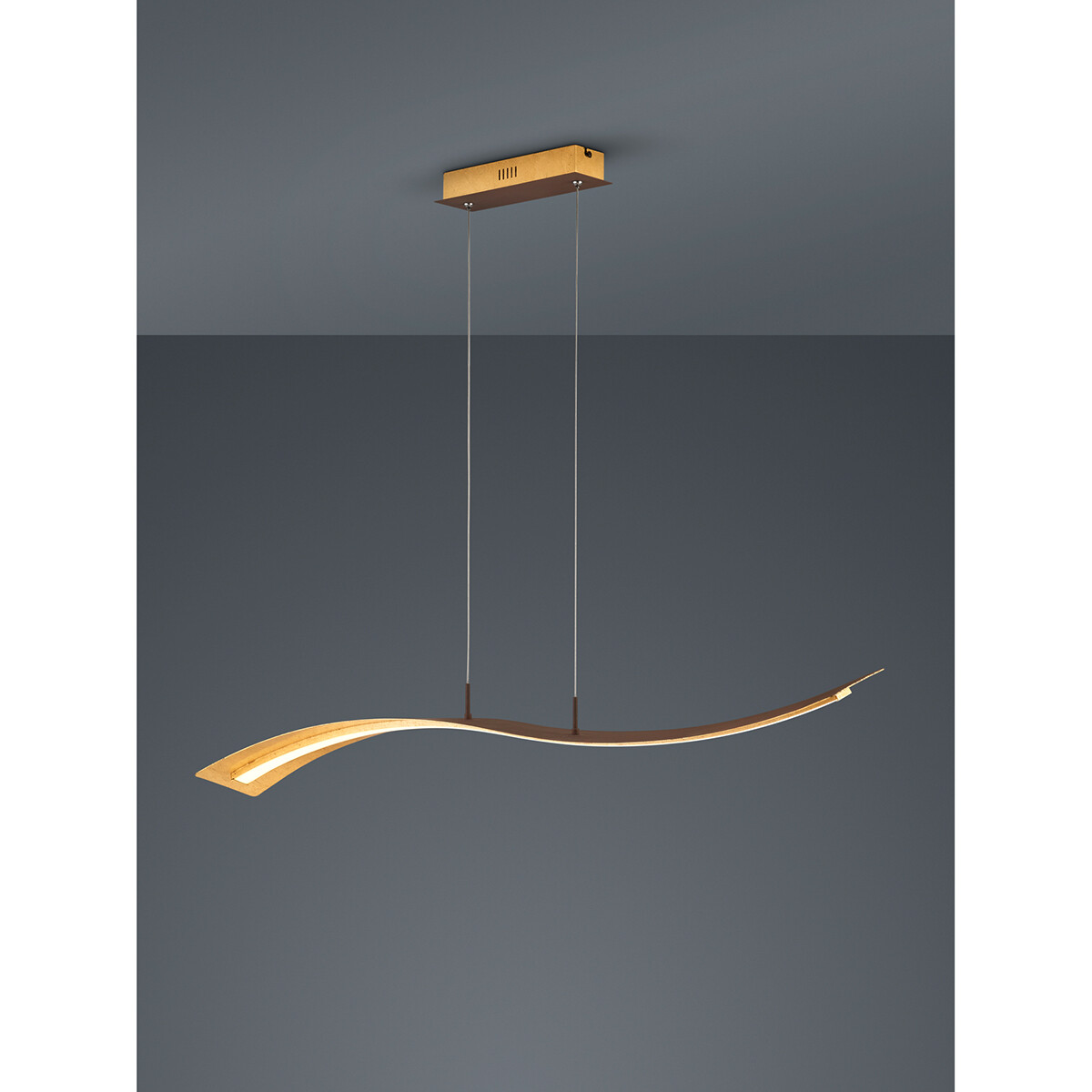 Suspension LED - Trion Salerna - 35W - Blanc Chaud 3000K - Dimmable - Rectangle - Mat Or - Aluminium