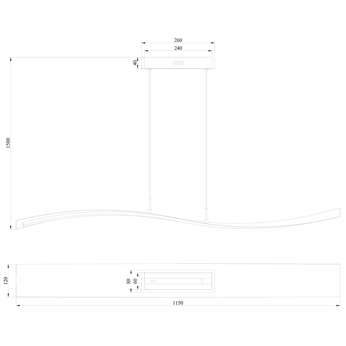 Suspension LED - Trion Salerna - 35W - Blanc Chaud 3000K - Dimmable - Rectangle - Mat Or - Aluminium