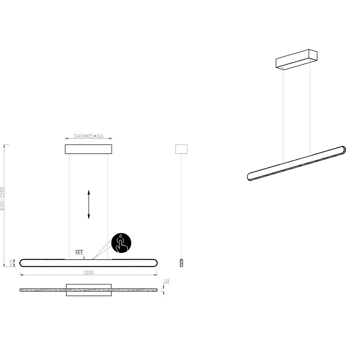 LED Suspension - Trion Soile - 28W - Couleur Ajustable - Gradable - Café - Métal