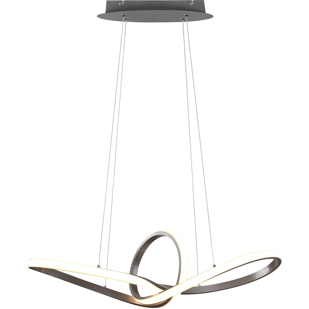 Suspension LED - Trion Sonso - 28W - Blanc Chaud 3000K - Dimmable - Rond - Mat Nickel - Aluminium