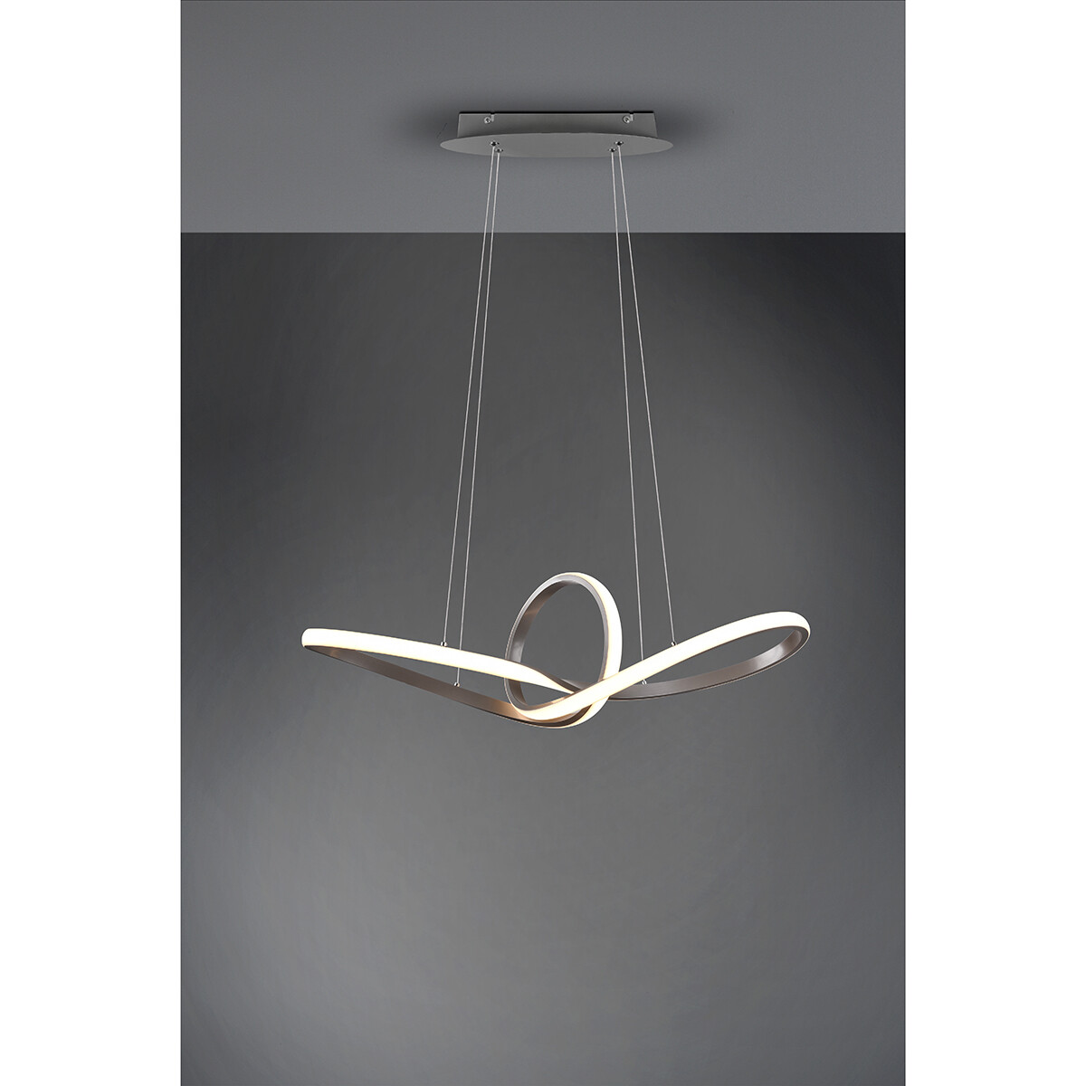 Suspension LED - Trion Sonso - 28W - Blanc Chaud 3000K - Dimmable - Rond - Mat Nickel - Aluminium