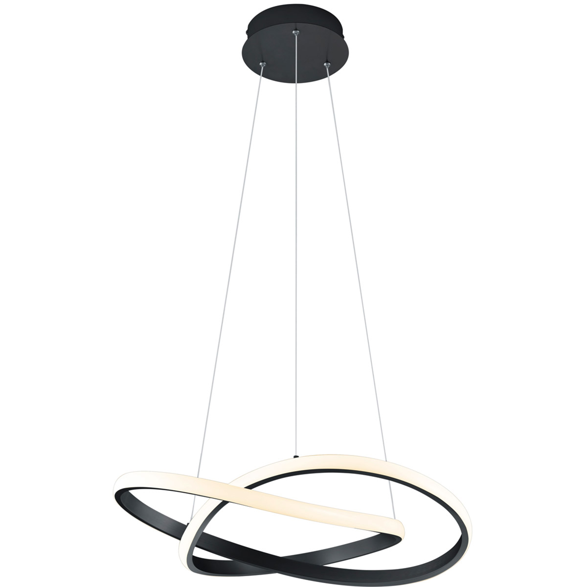 LED Suspension - Trion Source - 27.5W - Blanc Chaud 3000K - Gradable - Rond - Noir Mat - Métal