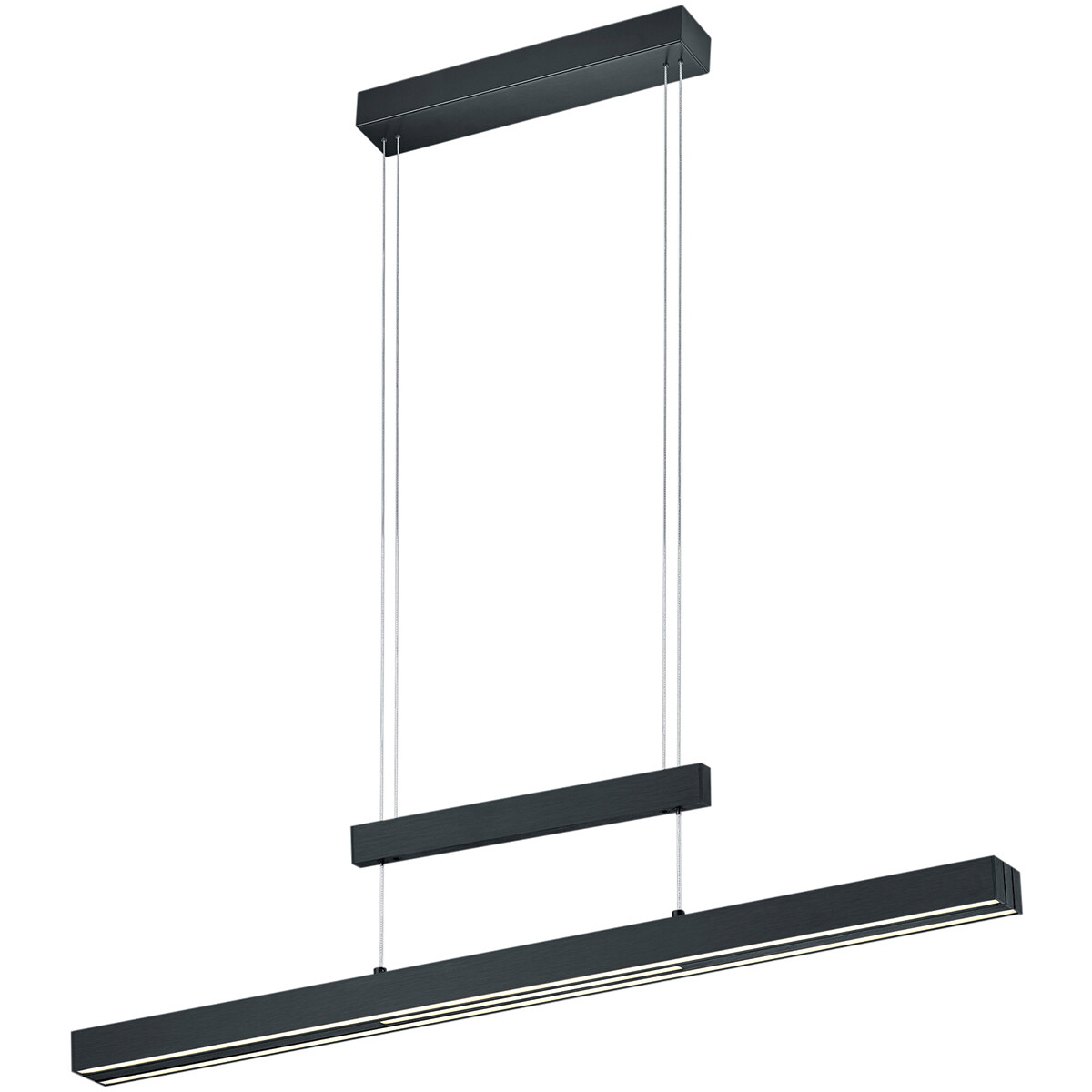 Suspension LED - Trion Trojan Up and Down - 54W - Couleur de lumière ajustable - Rectangle - Mat Noir - Aluminium