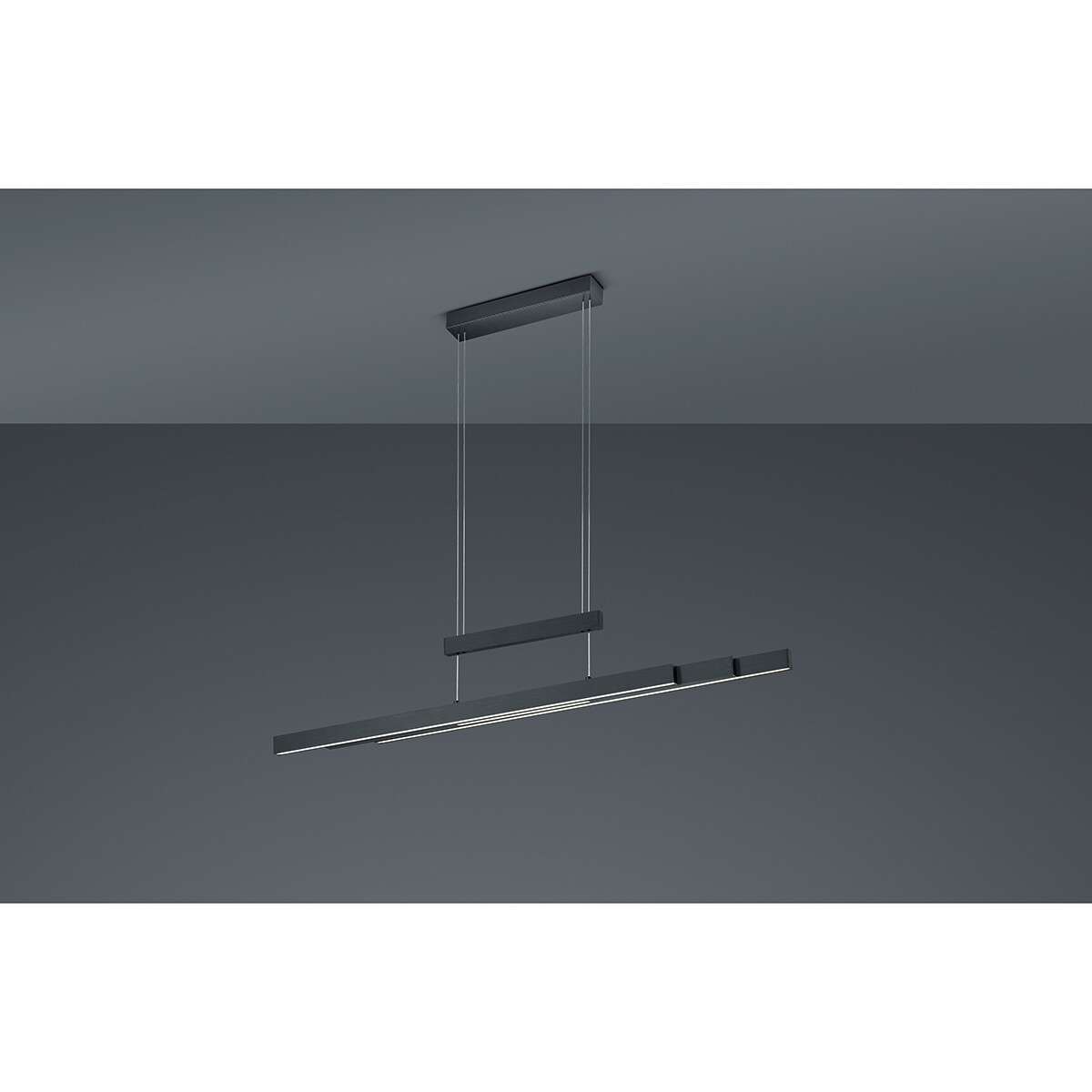 Suspension LED - Trion Trojan Up and Down - 54W - Couleur de lumière ajustable - Rectangle - Mat Noir - Aluminium