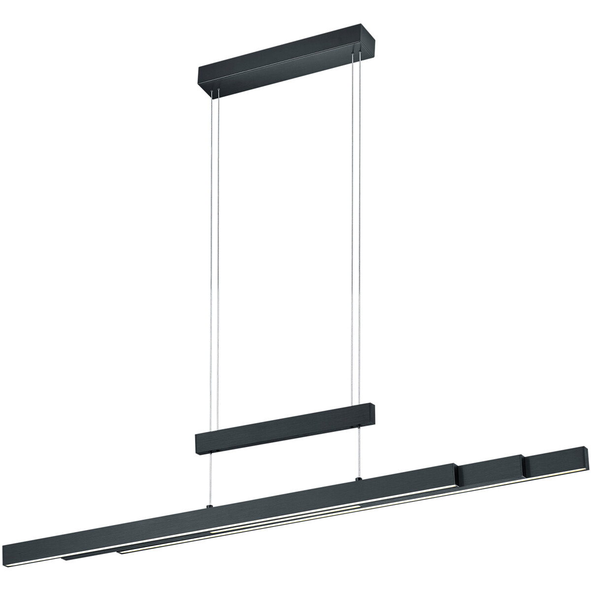 Suspension LED - Trion Trojan Up and Down - 54W - Couleur de lumière ajustable - Rectangle - Mat Noir - Aluminium