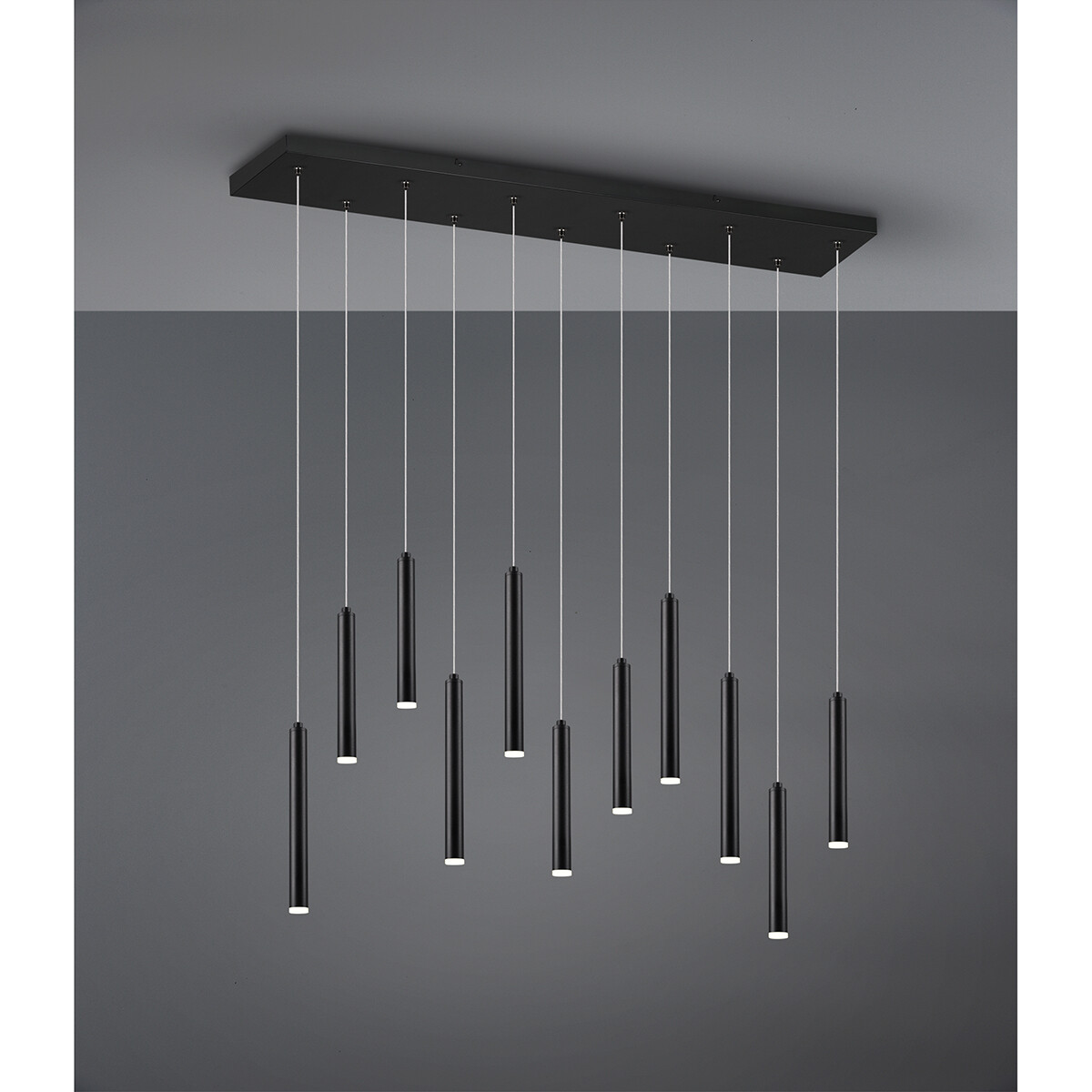 Suspension LED - Trion Tular - 22W - Blanc Chaud 3000K - Dimmable - Rectangle - Mat Noir - Aluminium