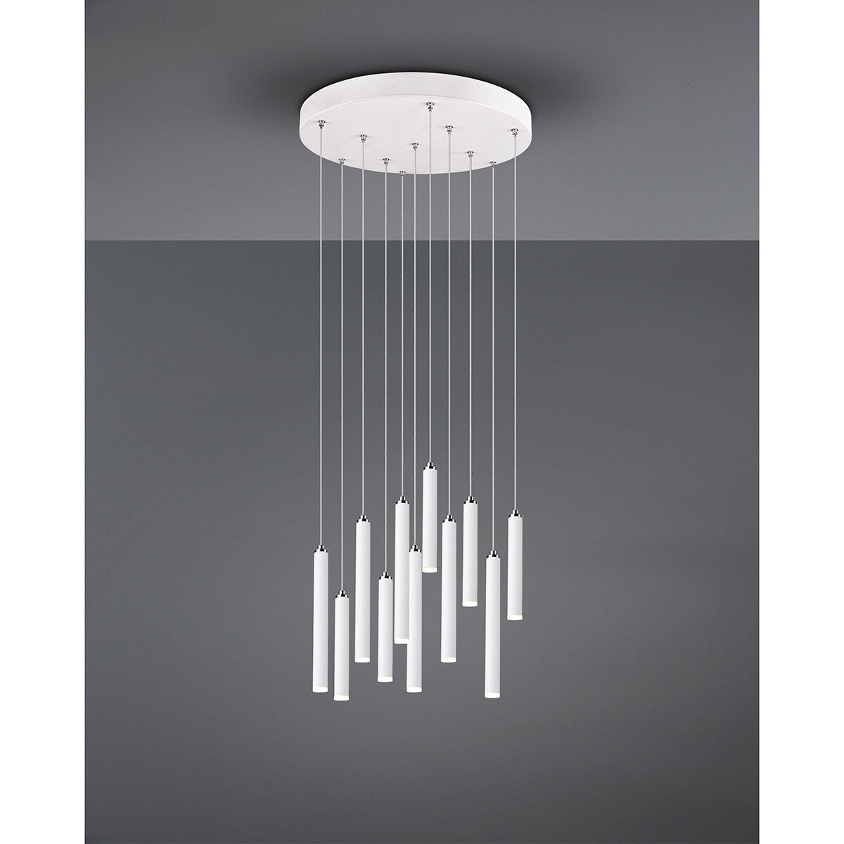 Suspension LED - Trion Tular - 22W - Blanc Chaud 3000K - Dimmable - Rond - Mat Blanc - Aluminium