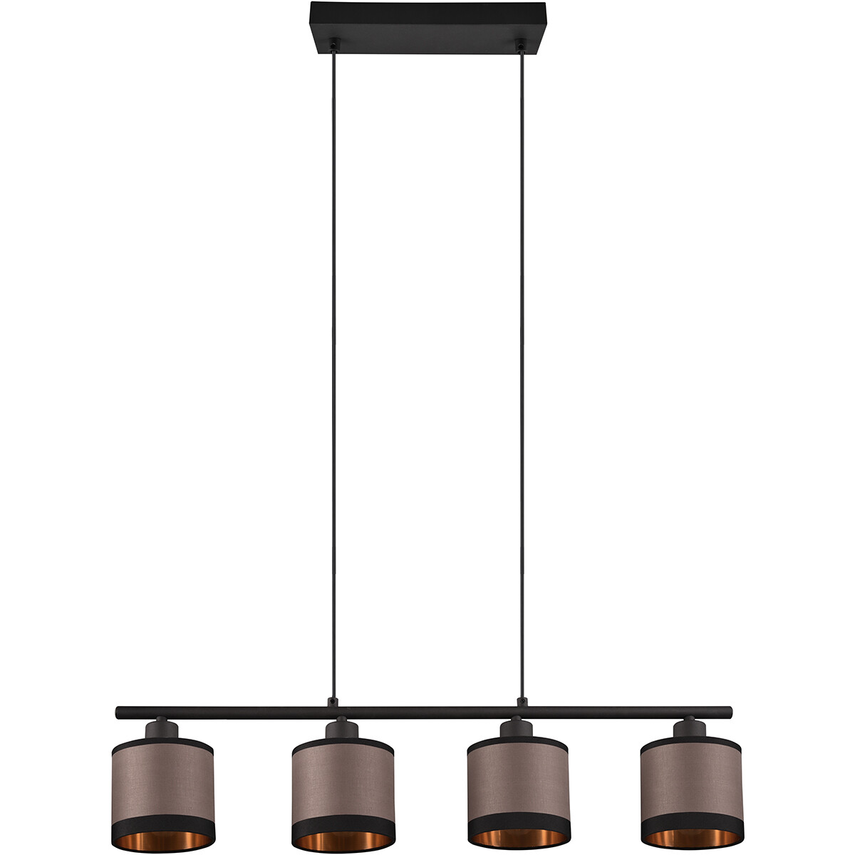 Lampe suspendue LED - Trion Vamos - Douille E14 - 4-lumières - Rectangulaire - Mat Noir - Métal