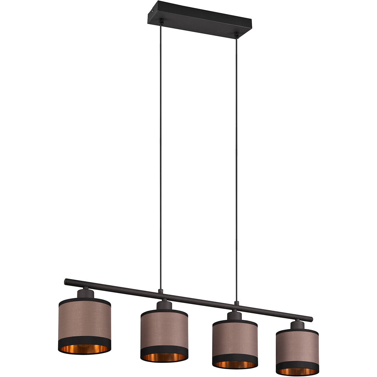 Lampe suspendue LED - Trion Vamos - Douille E14 - 4-lumières - Rectangulaire - Mat Noir - Métal