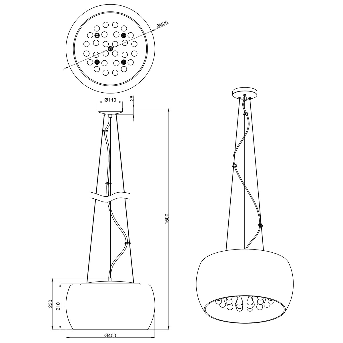 Suspension LED - Trion Vapiro - Douille G9 - 5-lumières - Rond - Mat Chrome - Verre