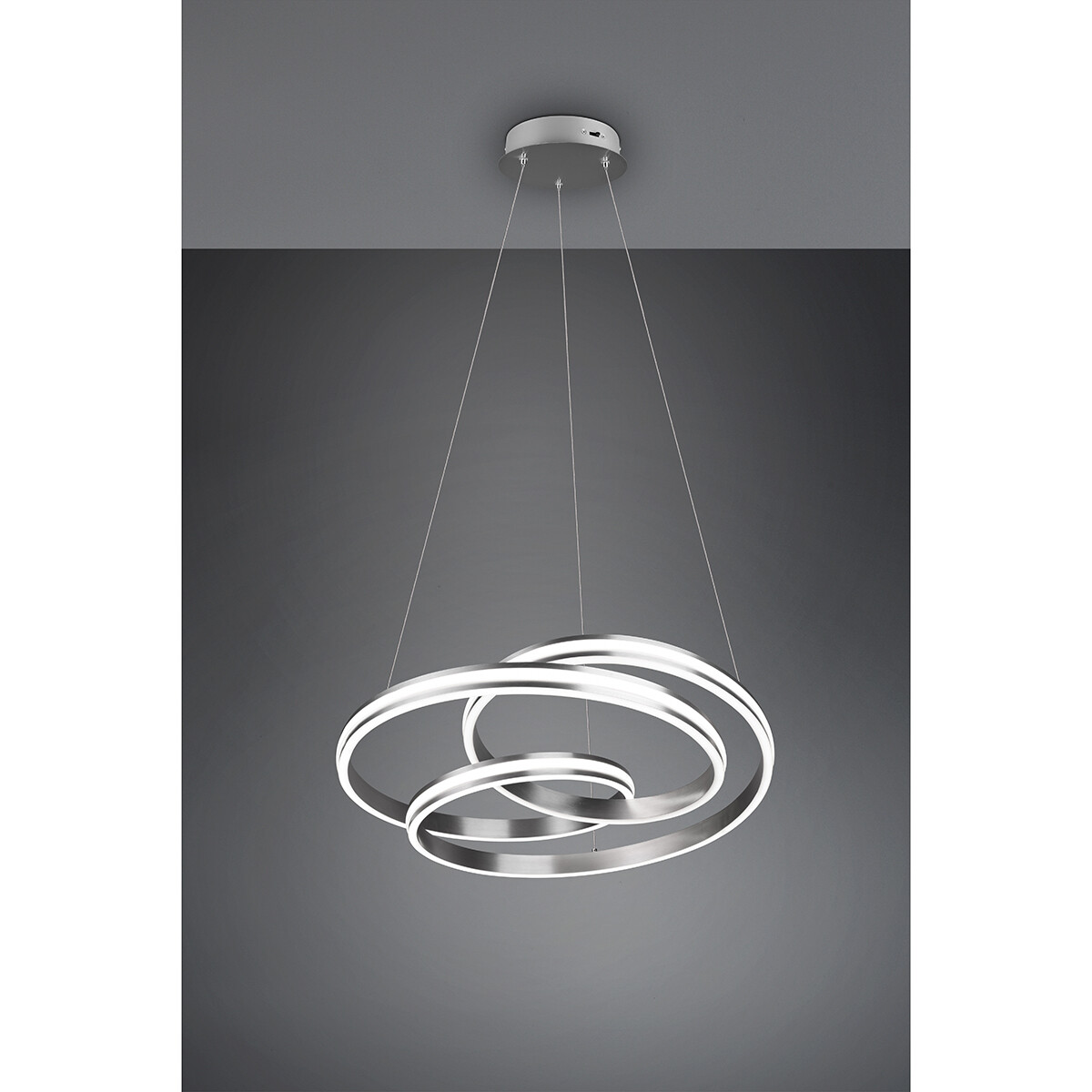 Suspension LED - Trion Yarino - 60W - Couleur de lumière ajustable - Dimmable - Rond - Mat Nickel - Aluminium