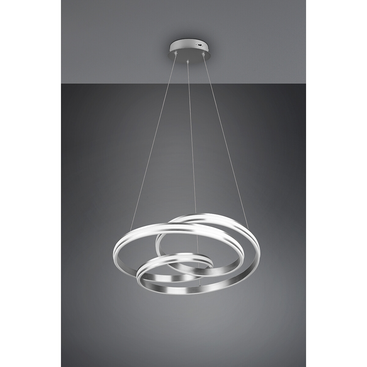 Suspension LED - Trion Yarino - 60W - Couleur de lumière ajustable - Dimmable - Rond - Mat Nickel - Aluminium