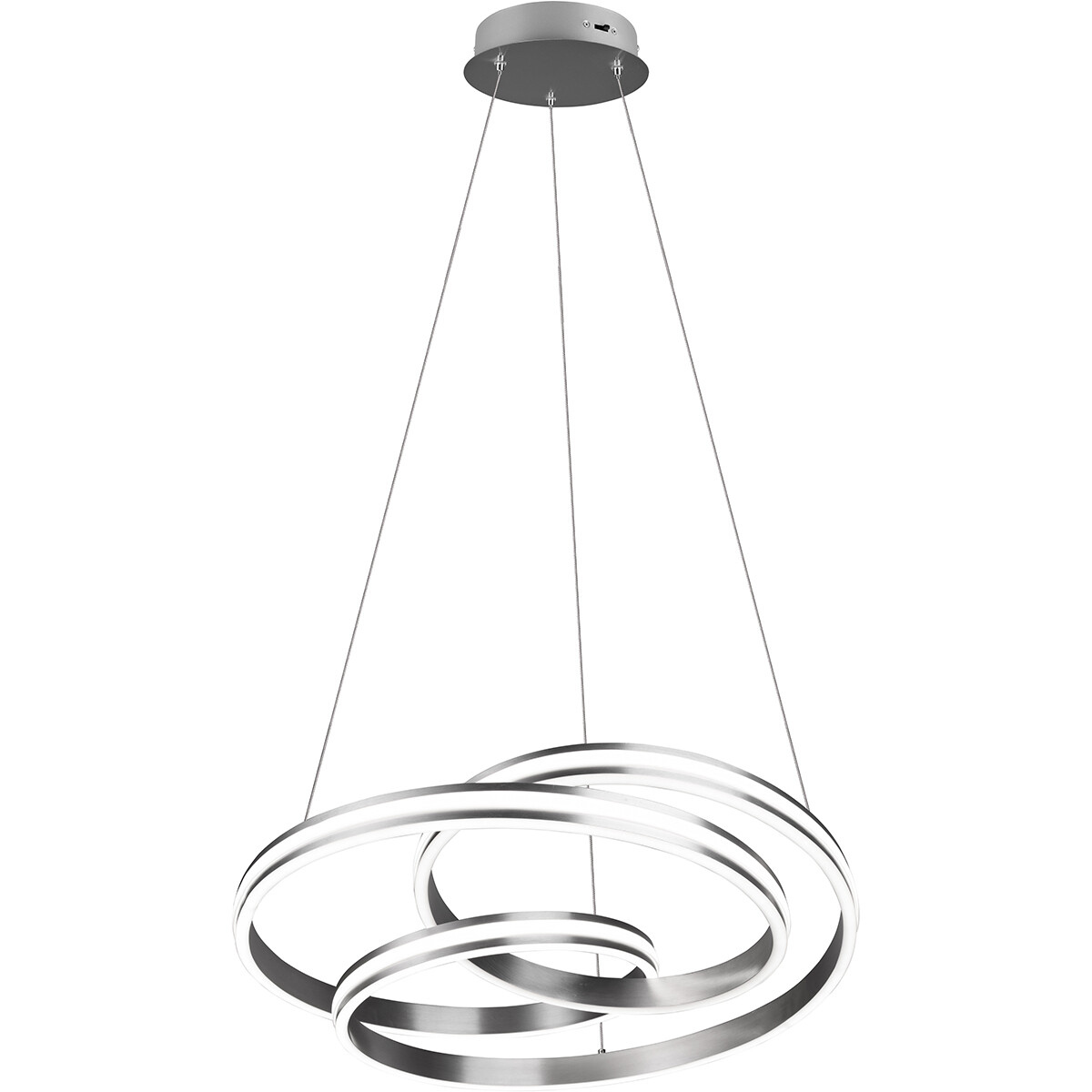 Suspension LED - Trion Yarino - 60W - Couleur de lumière ajustable - Dimmable - Rond - Mat Nickel - Aluminium