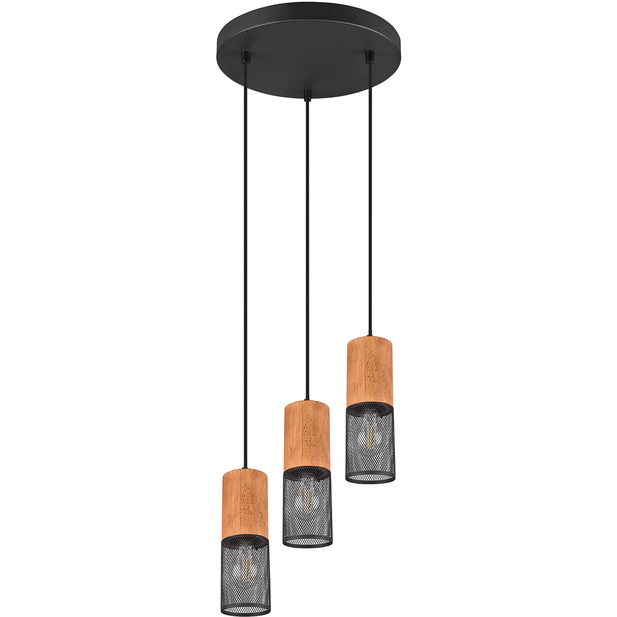 Suspension LED - Trion Yosh - Douille E27 - 3-lumières - Rond - Mat Noir - Aluminium