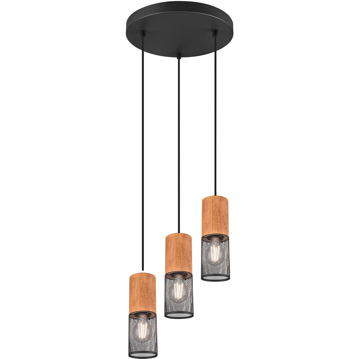 Suspension LED - Trion Yosh - Douille E27 - 3-lumières - Rond - Mat Noir - Aluminium