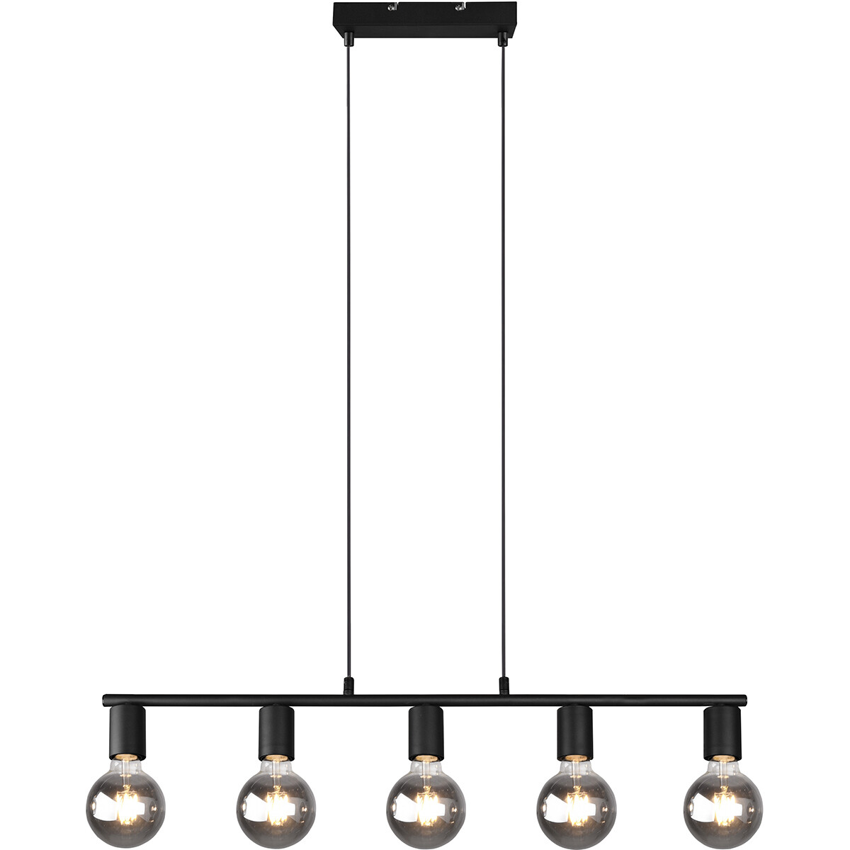 Suspension LED - Trion Zuncka - Douille E27 - 5-lumières - Rectangle - Mat Noir - Aluminium