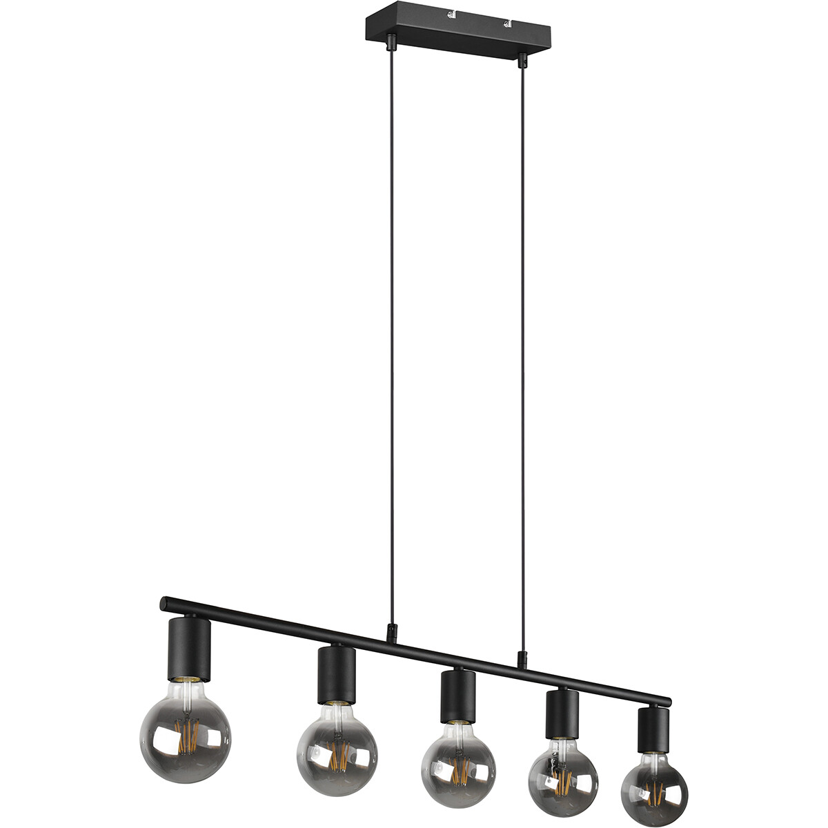 Suspension LED - Trion Zuncka - Douille E27 - 5-lumières - Rectangle - Mat Noir - Aluminium