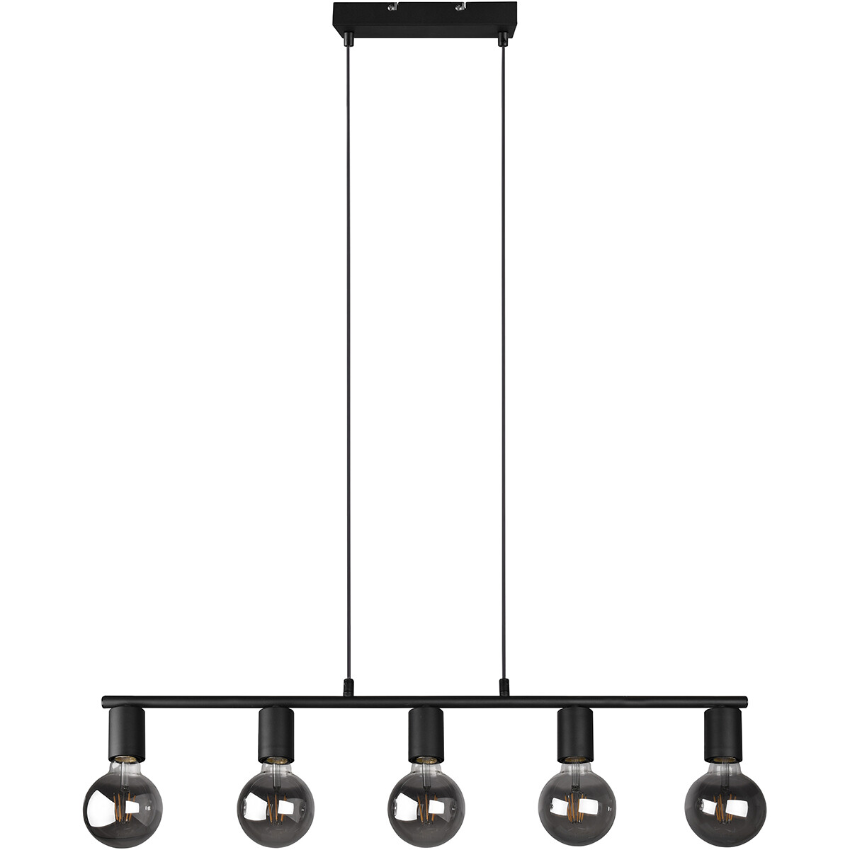 Suspension LED - Trion Zuncka - Douille E27 - 5-lumières - Rectangle - Mat Noir - Aluminium