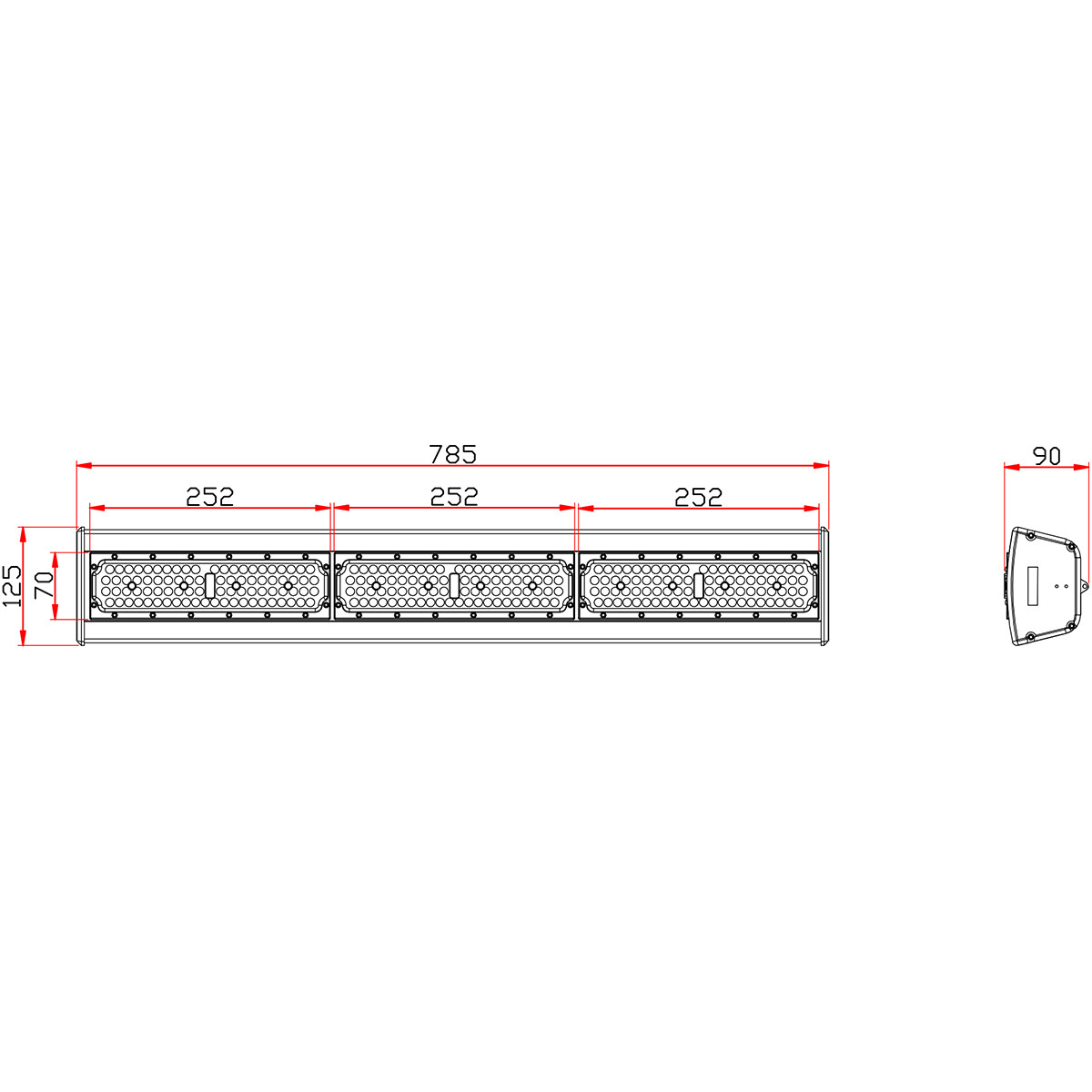 LED High Bay Linéaire - Rinzu Lin - 150W - 150LM/W - 840 4000K - Gradable 0-10V - IP65 - Driver Sosen - LEDs Sanan