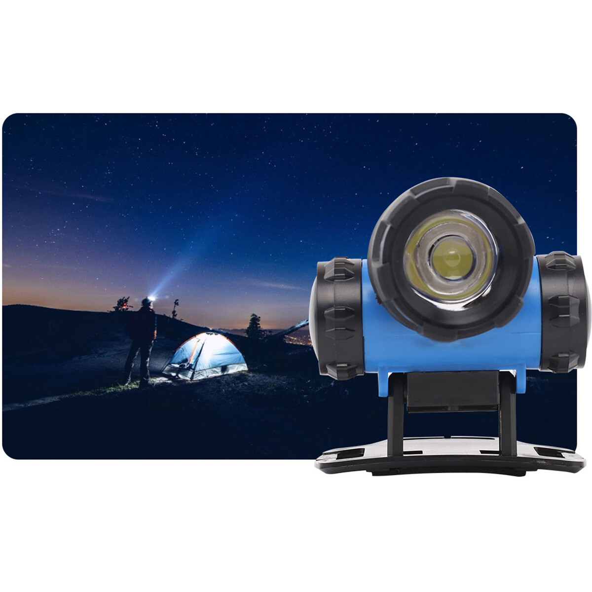 Lampe frontale LED - Aigi Crunli - Étanche - 50 Mètres - Inclinable - 1 LED - 0.8W - Bleu | Remplace 7W