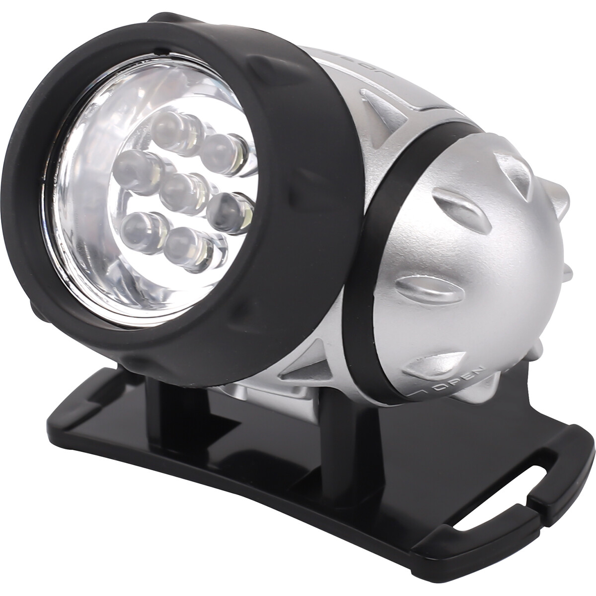 Lampe frontale LED - Aigi Heady - Étanche - 20 Mètres - Inclinable - 7 LED's - 0.54W - Argent | Remplace 6W