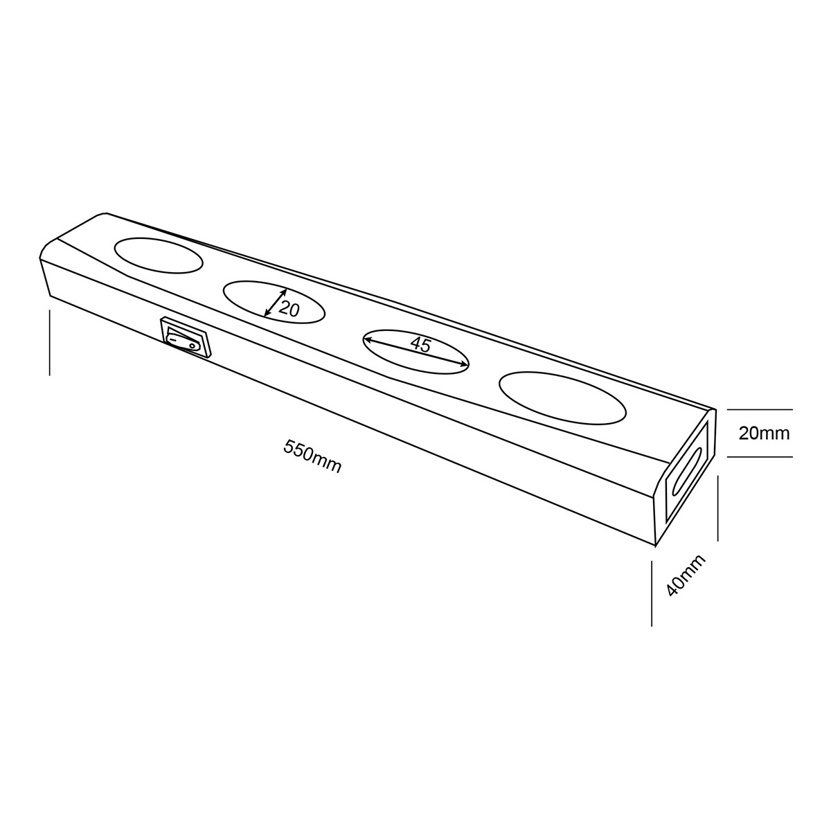 Éclairage sous placard de cuisine LED - Trion Arigany - 4W - Connectable - Blanc Chaud 3000K - 4-lumières - Rectangle - Mat Gris