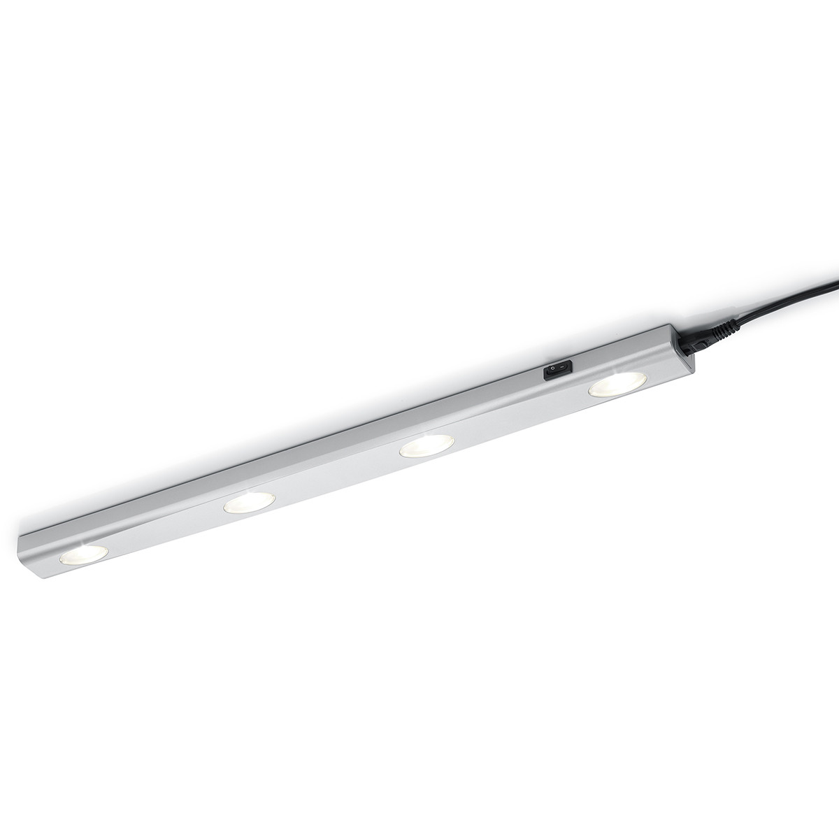 Éclairage sous placard de cuisine LED - Trion Arigany - 4W - Connectable - Blanc Chaud 3000K - 4-lumières - Rectangle - Mat Gris