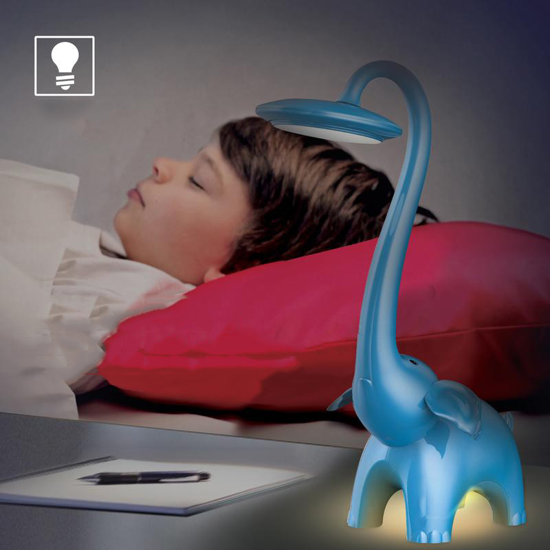 Veilleuse pour enfants LED - Lampe de Table - Éléphant - Couleur de lumière ajustable - Bleu - Touch - Dimmable