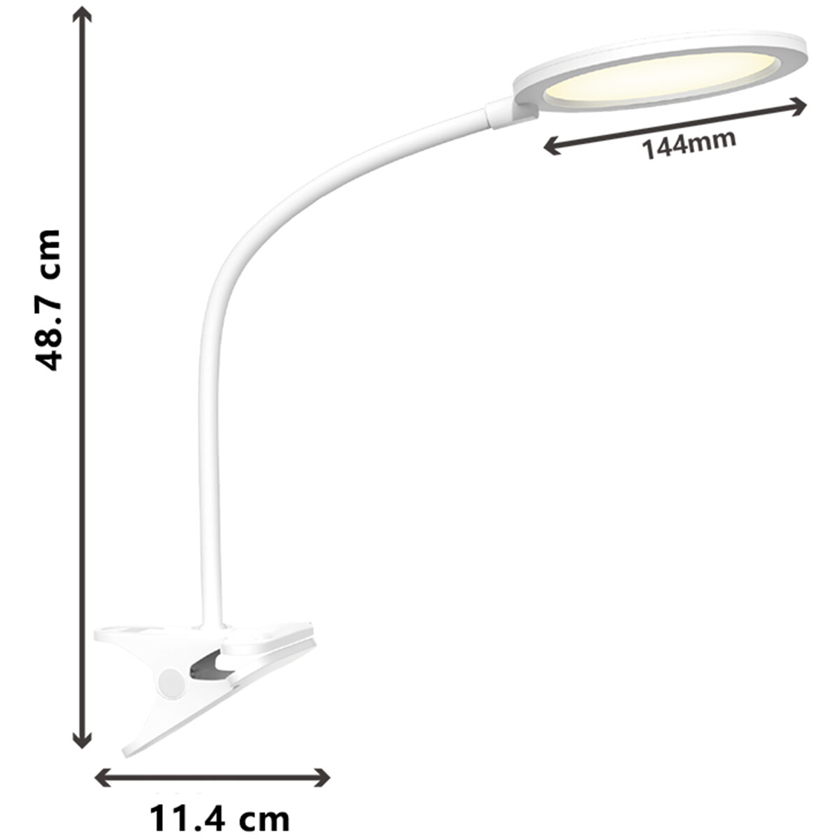 Lampe à Pince LED - Aigi Arona - 7W - Blanc Neutre 4000K - Rond - Mat Blanc - Plastique