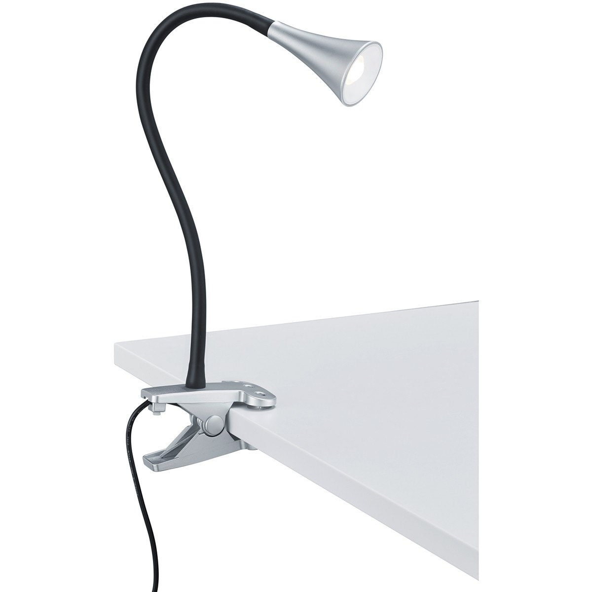 Lampe à Pince LED - Trion Vipa - 3W - Blanc Chaud 3000K - Titane Brillant - Plastique