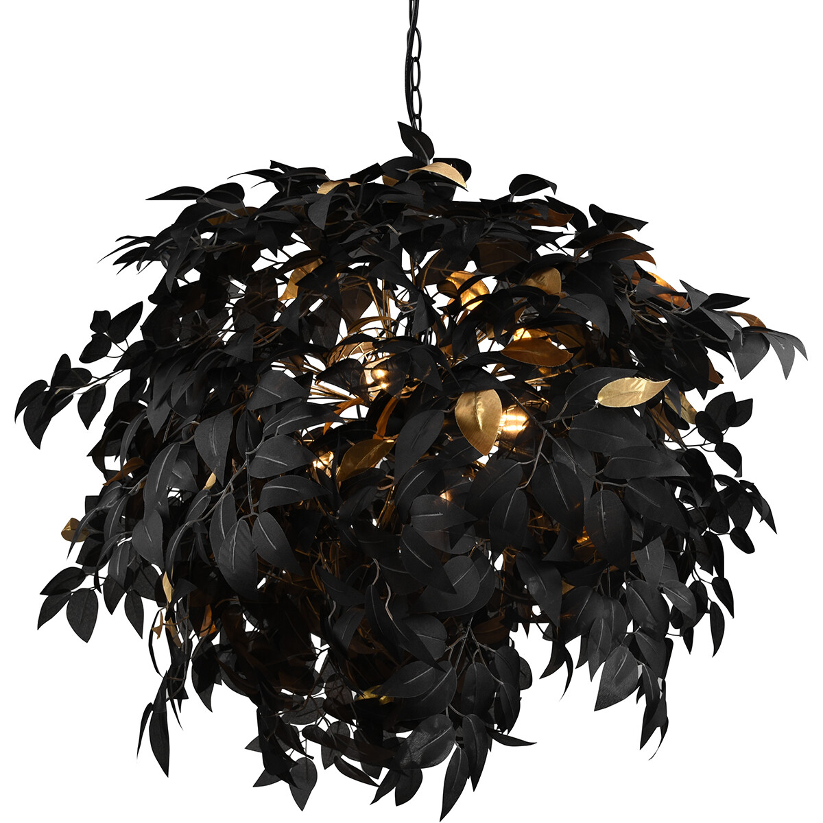 Lustre et suspension LED - Trion Lovy - Douille E14 - 4-lumières - Rond - Mat Noir/Or - Aluminium