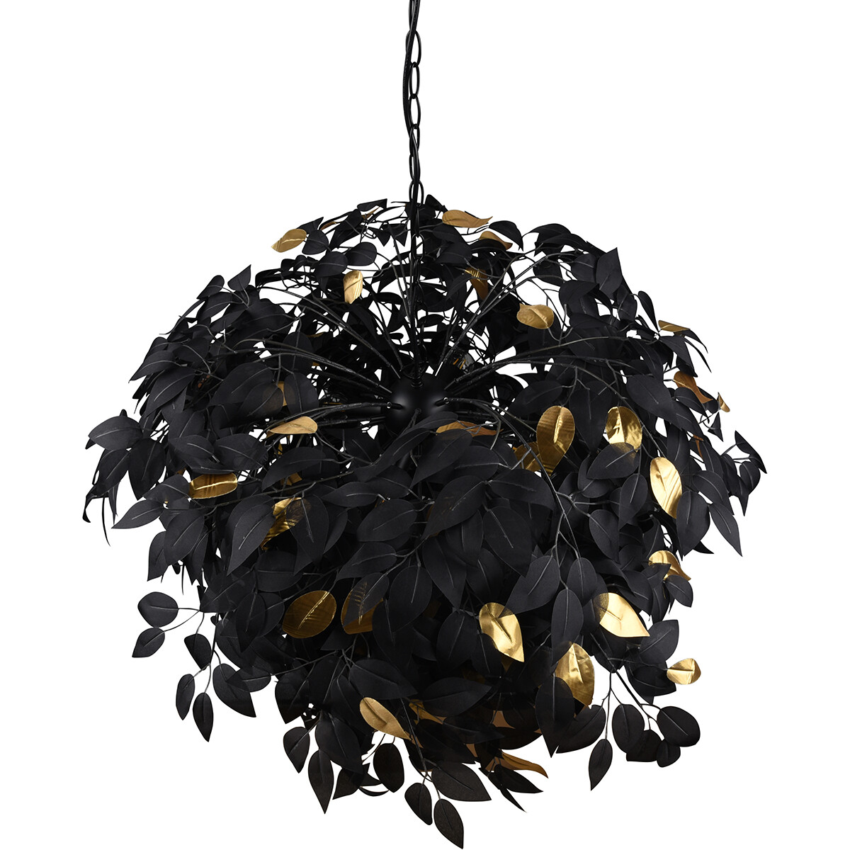 Lustre et suspension LED - Trion Lovy - Douille E14 - 4-lumières - Rond - Mat Noir/Or - Aluminium