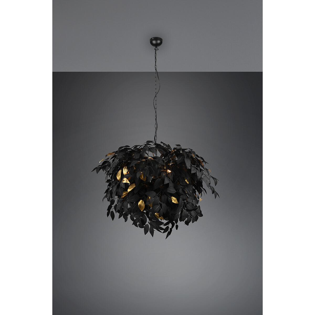 Lustre et suspension LED - Trion Lovy - Douille E14 - 4-lumières - Rond - Mat Noir/Or - Aluminium