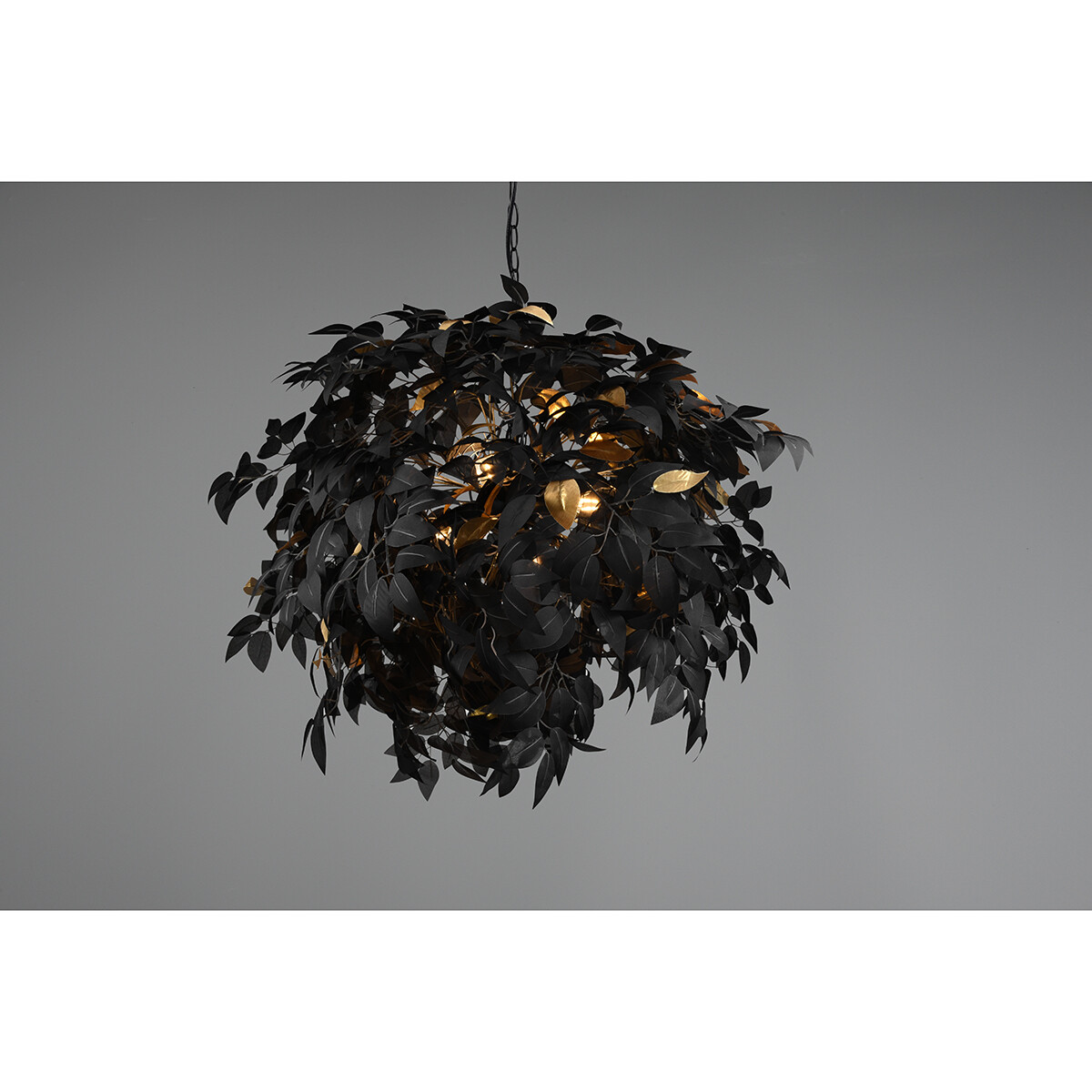 Lustre et suspension LED - Trion Lovy - Douille E14 - 4-lumières - Rond - Mat Noir/Or - Aluminium