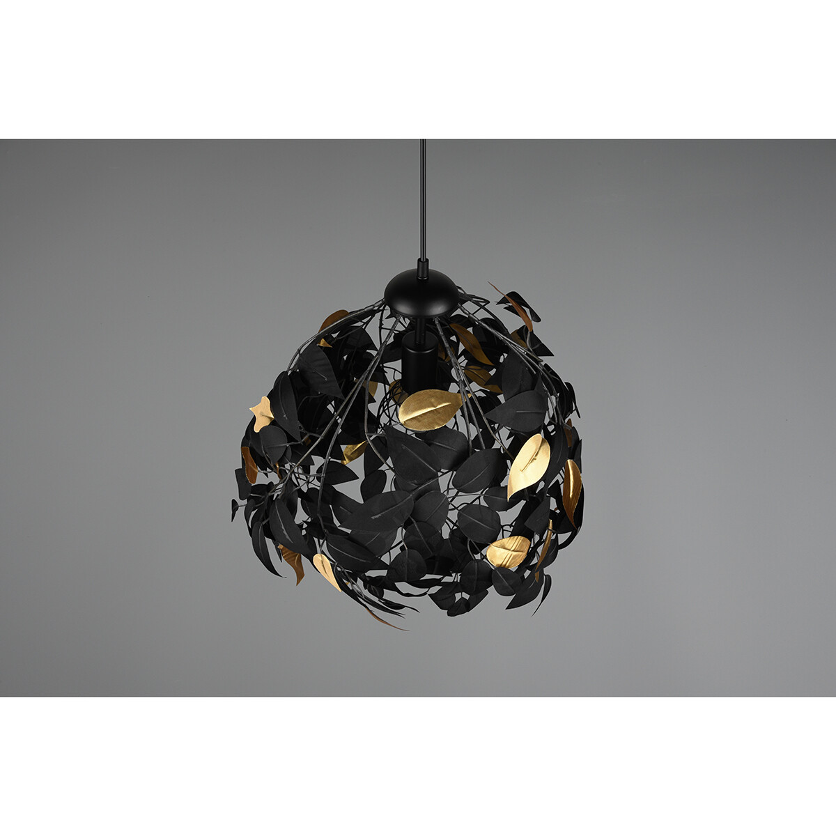 Lustre et suspension LED - Trion Lovy - Douille E27 - 1-lumière - Rond - Mat Noir/Or - Aluminium