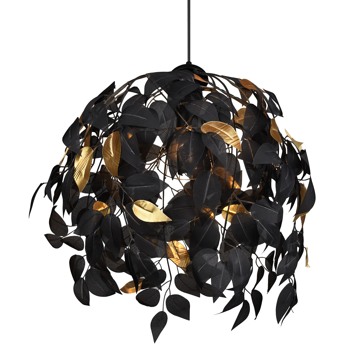 Lustre et suspension LED - Trion Lovy - Douille E27 - 1-lumière - Rond - Mat Noir/Or - Aluminium