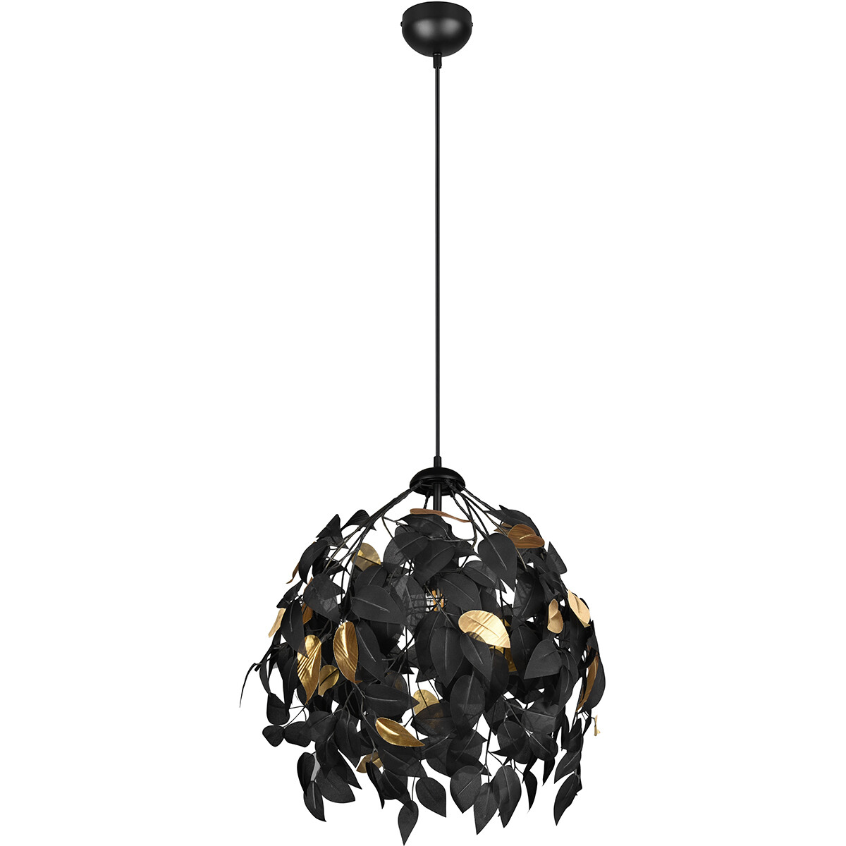 Lustre et suspension LED - Trion Lovy - Douille E27 - 1-lumière - Rond - Mat Noir/Or - Aluminium