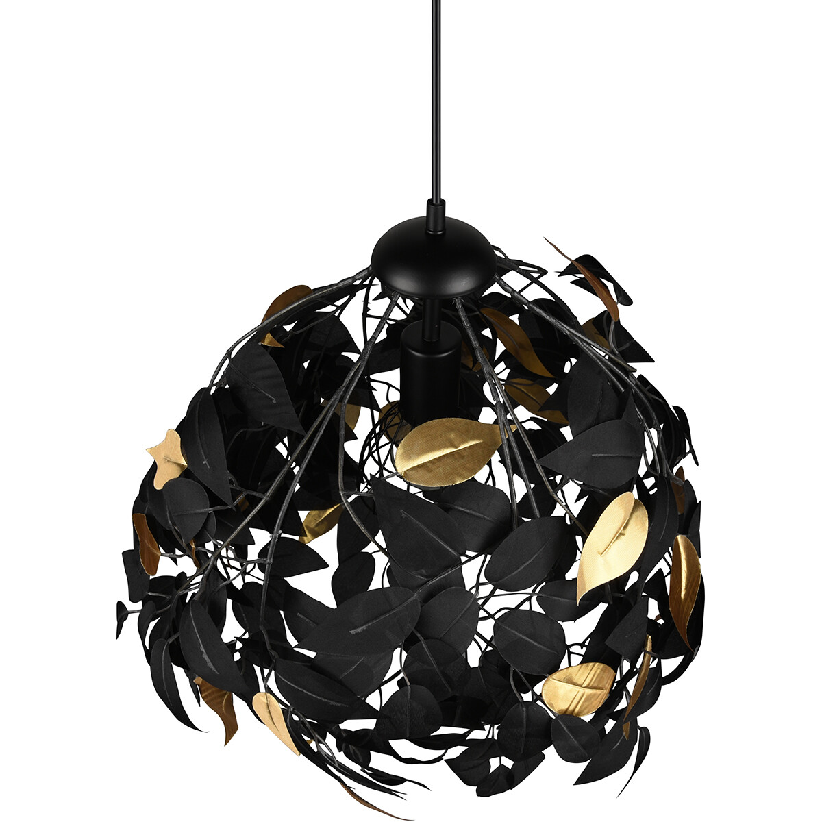 Lustre et suspension LED - Trion Lovy - Douille E27 - 1-lumière - Rond - Mat Noir/Or - Aluminium