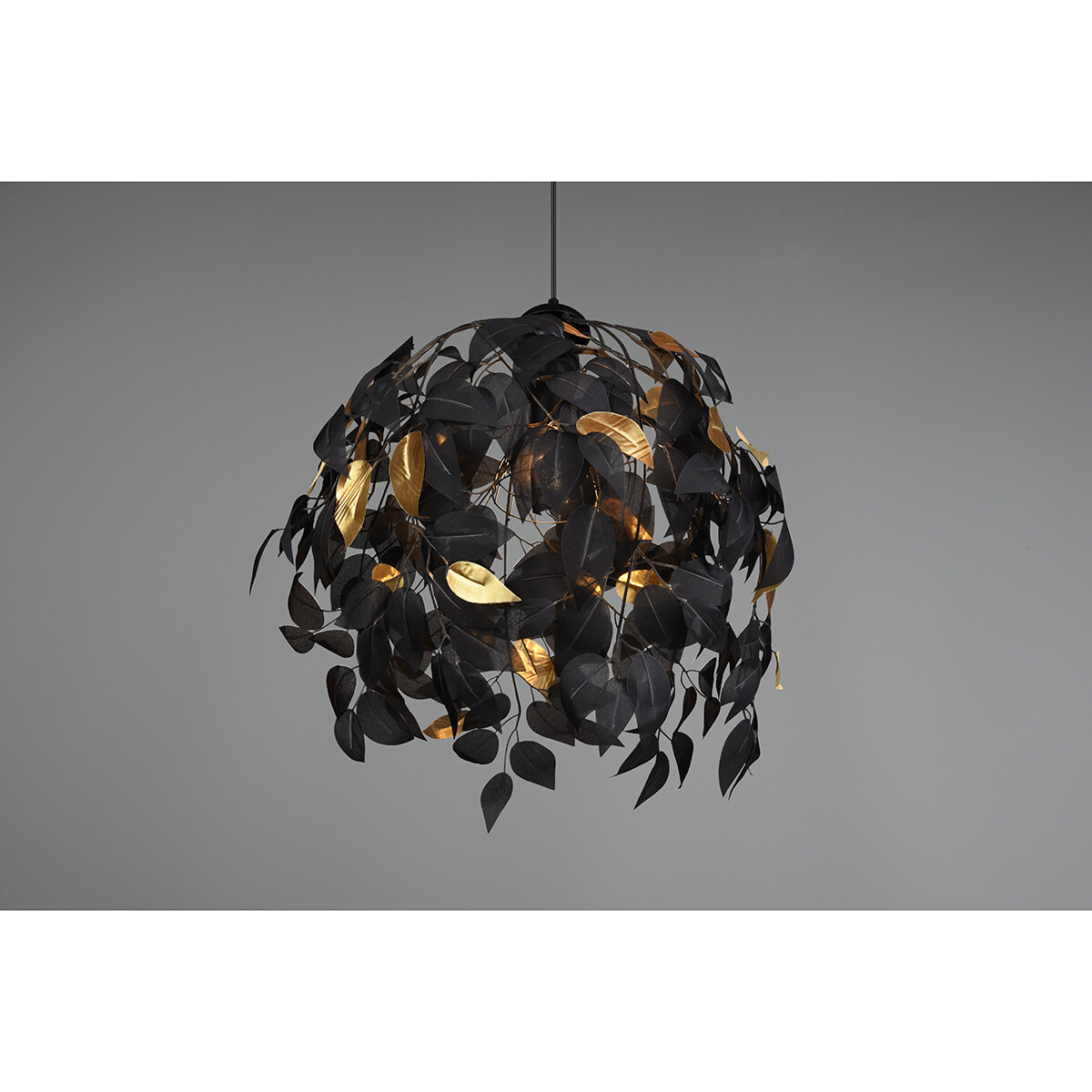 Lustre et suspension LED - Trion Lovy - Douille E27 - 1-lumière - Rond - Mat Noir/Or - Aluminium