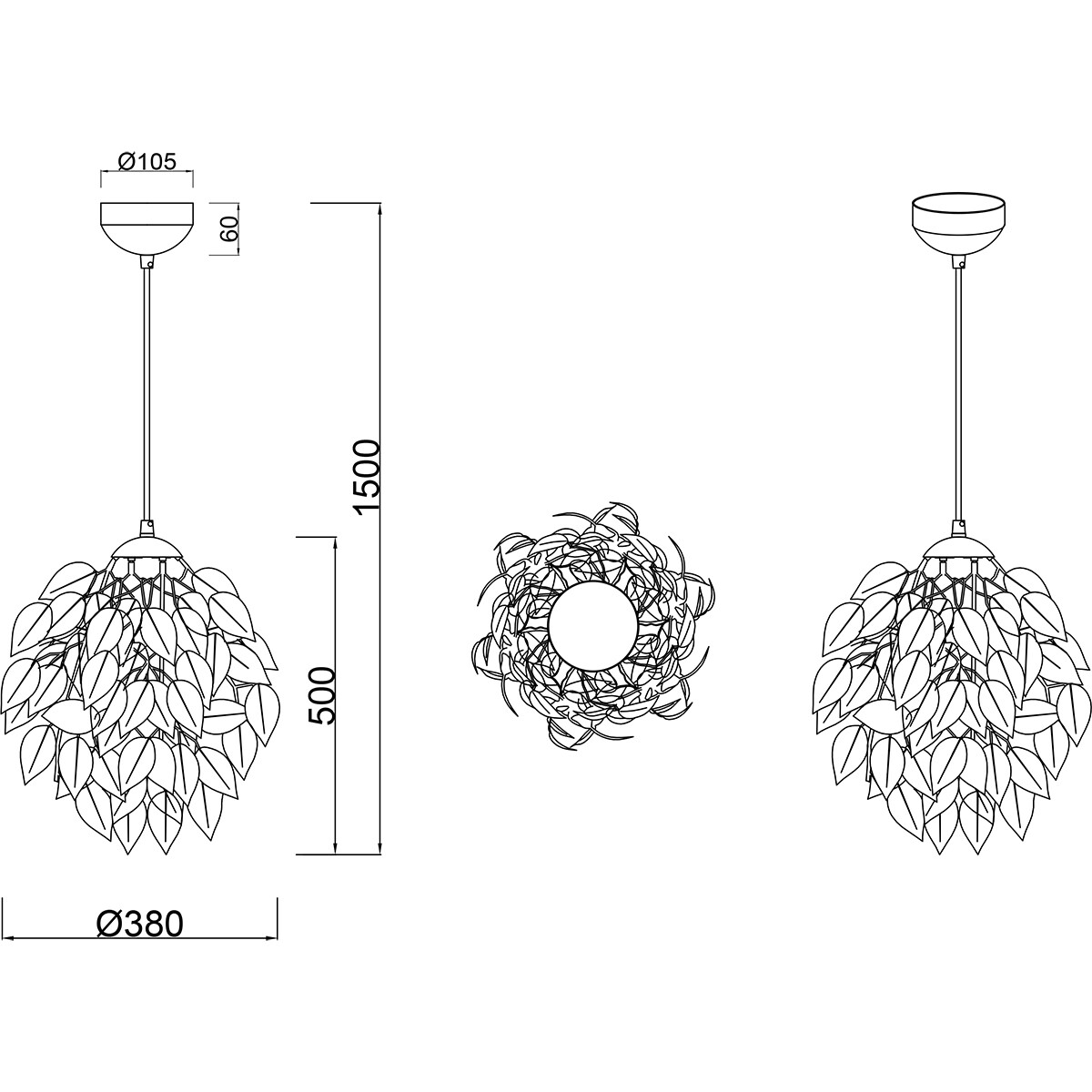 Lustre et suspension LED - Trion Lovy - Douille E27 - 1-lumière - Rond - Mat Noir/Or - Aluminium