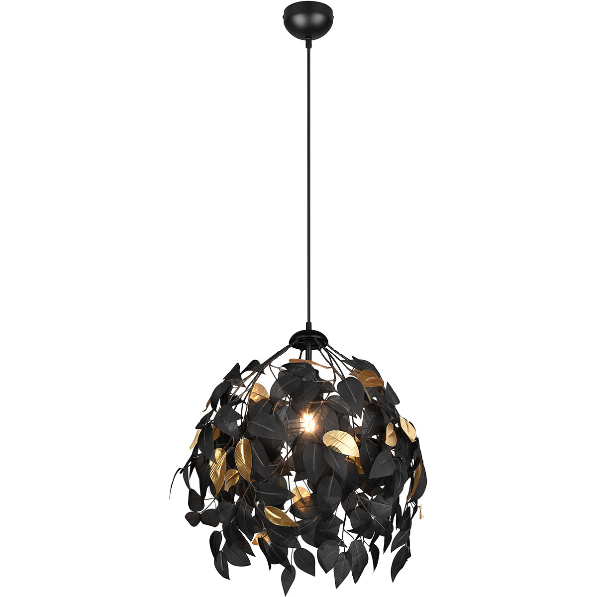 Lustre et suspension LED - Trion Lovy - Douille E27 - 1-lumière - Rond - Mat Noir/Or - Aluminium