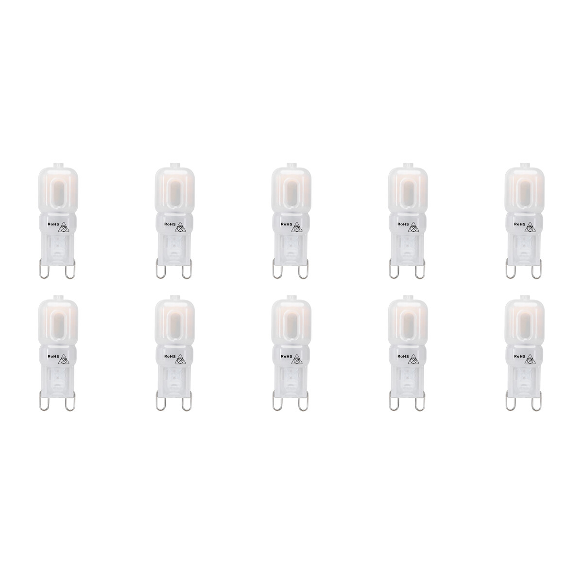 Pack de 10 Lampes LED - Aigi - Douille G9 - 2W - Blanc Chaud 3000K | Remplace 18W