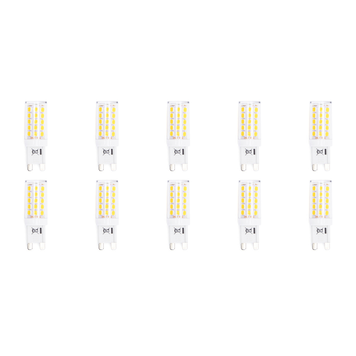 Pack de 10 Lampes LED - Aigi - Douille G9 - 3W - Blanc Chaud 3000K | Remplace 32W