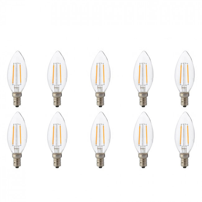 Pack de 10 Lampes LED - Lampe à Bougie - Filament - Douille E14 - 2W - Blanc Neutre 4200K