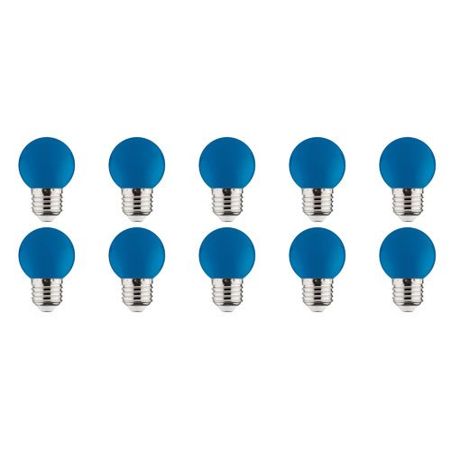 Pack de 10 Lampes LED - Romba - Bleu Coloré - Douille E27 - 1W