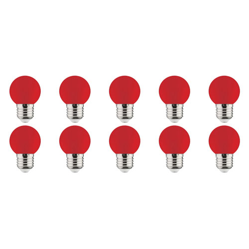 Pack de 10 Lampes LED - Romba - Rouge Coloré - Douille E27 - 1W