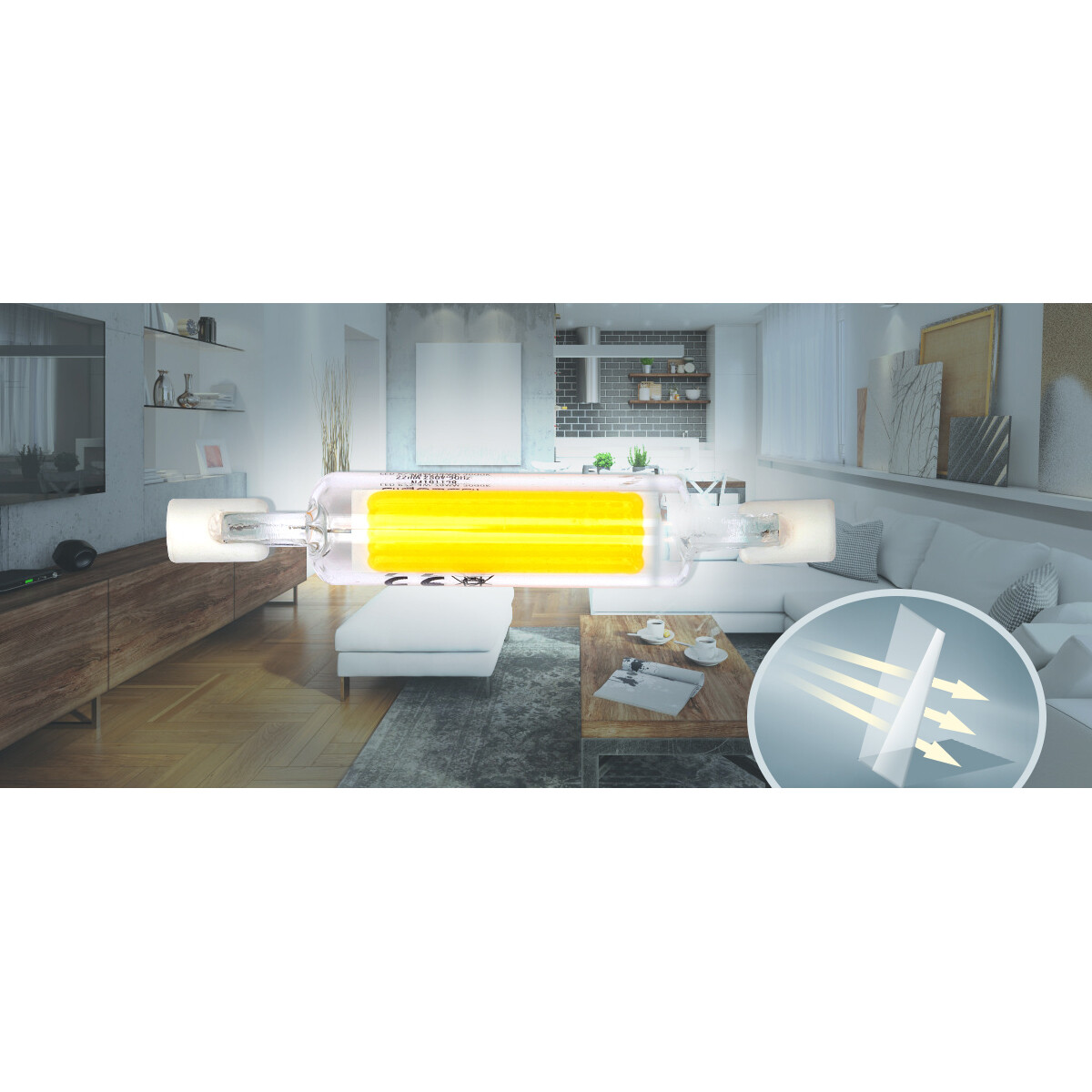 Lampe LED - Aigi Qolin - Douille R7S - 8W - Blanc Chaud 3000K - Verre